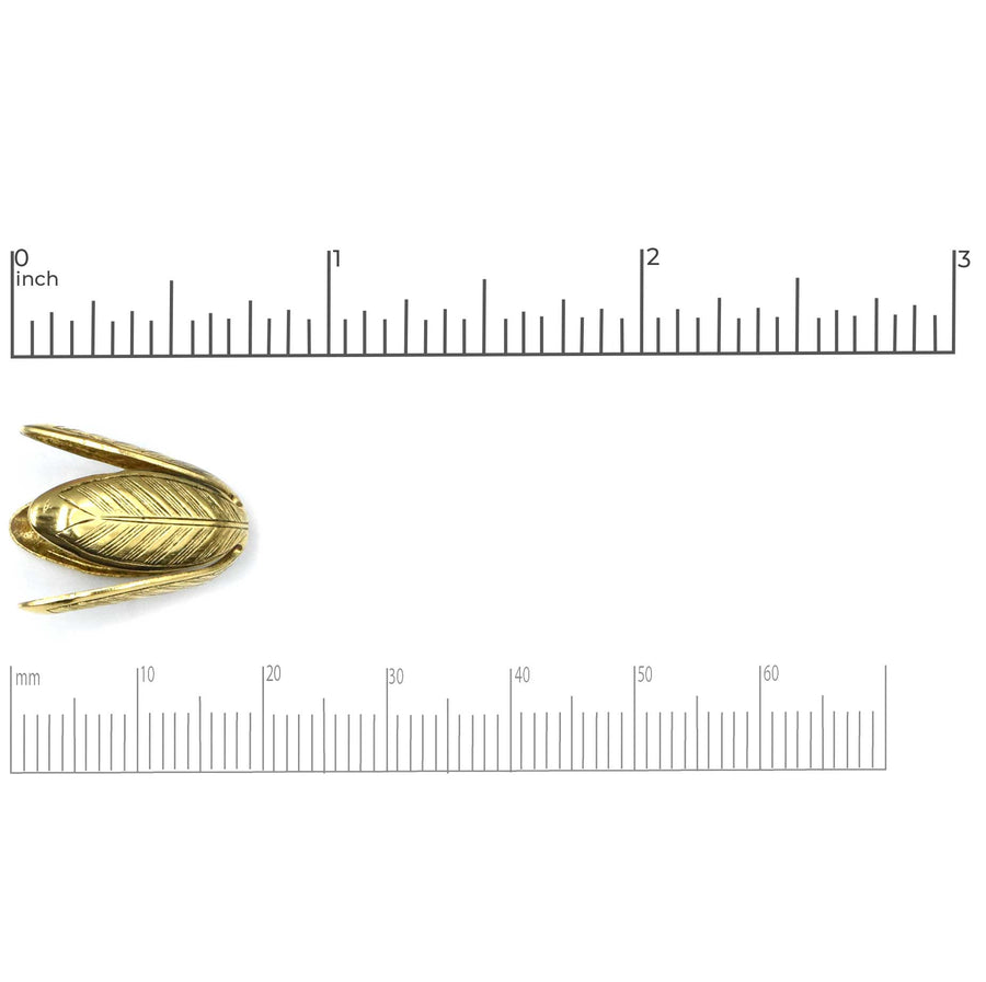 Grande Leaf Caps, 14mm- Antique Gold (1 Pair)