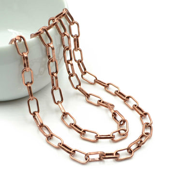 Flat Paperclip- Antique Copper Chain by the Foot