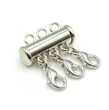 Layering Clasp, Cylinder 3 Hook- Silver