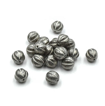 8mm Melons- Antique Silver, White Wash