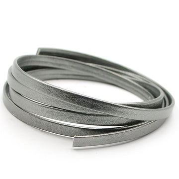 Pearlized Metallic Pewter- 5mm Strap Leather by the Yard