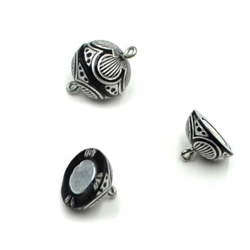 Magnetic Acrylic Clasp- Black/Silver Flower