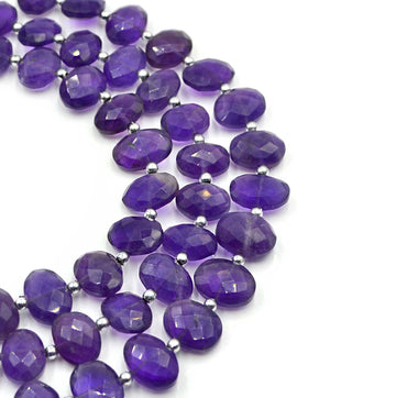 Amethyst- Faceted Center Drilled Ovals