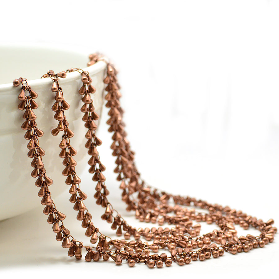 Teardrop Bauble- Antique Copper Chain by the Foot