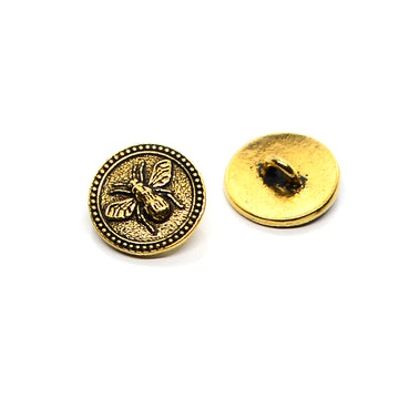 Bee Button- Antique Gold