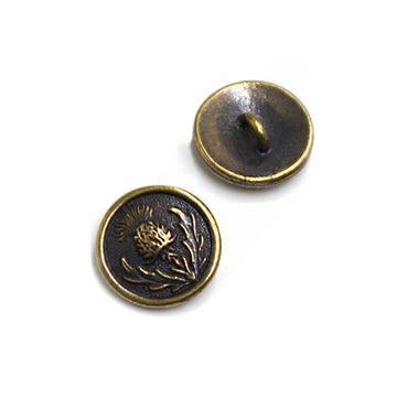 Thistle Button- Antique Brass
