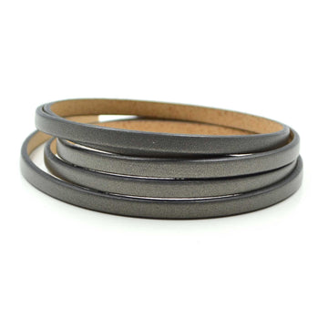 Candy Shimmer Grey- 5mm Strap Leather by the Yard
