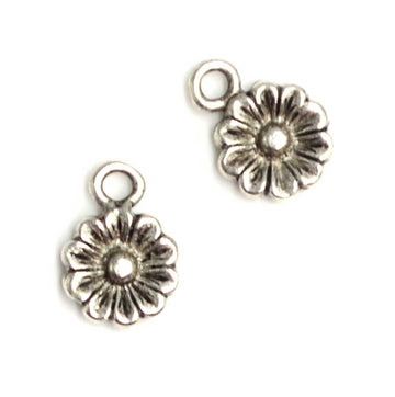 Itsy Flower Aster Charm- Antique Silver
