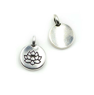 Small Lotus Charm- Antique Silver