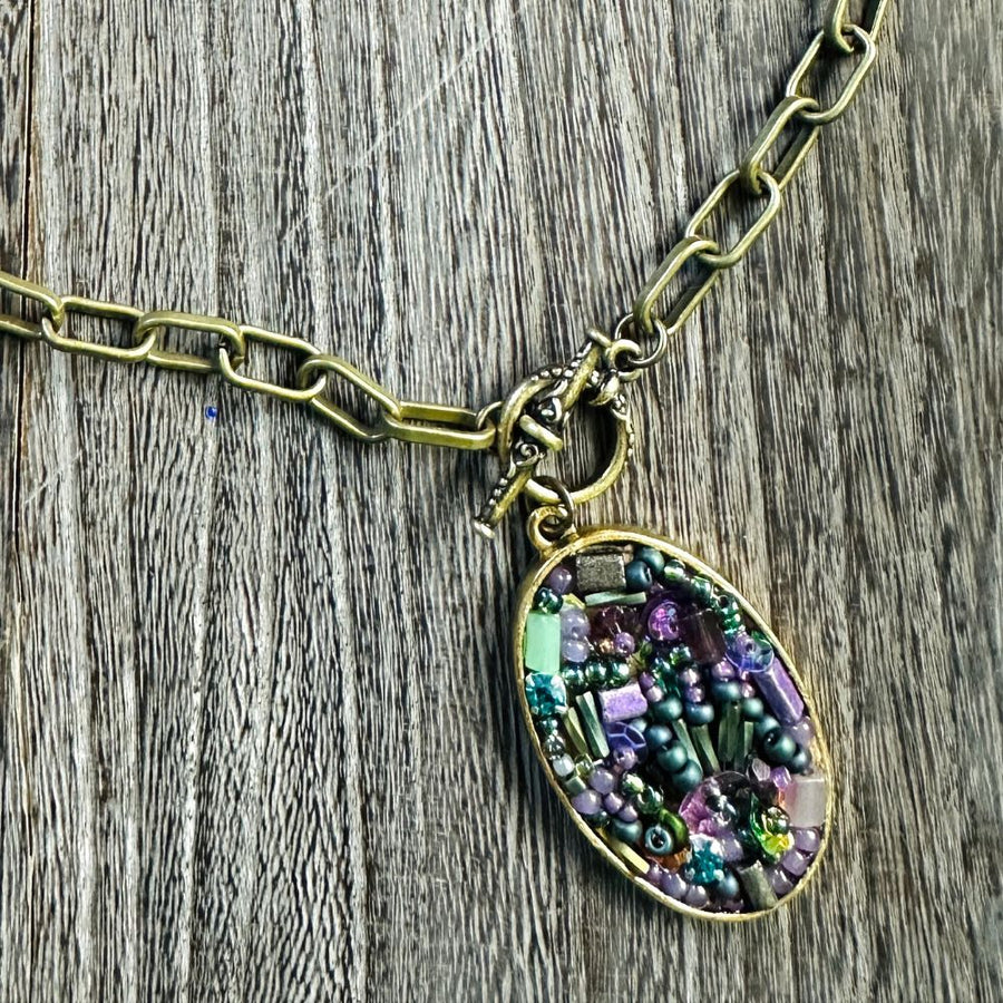 Bead Embroidery Charm Necklace