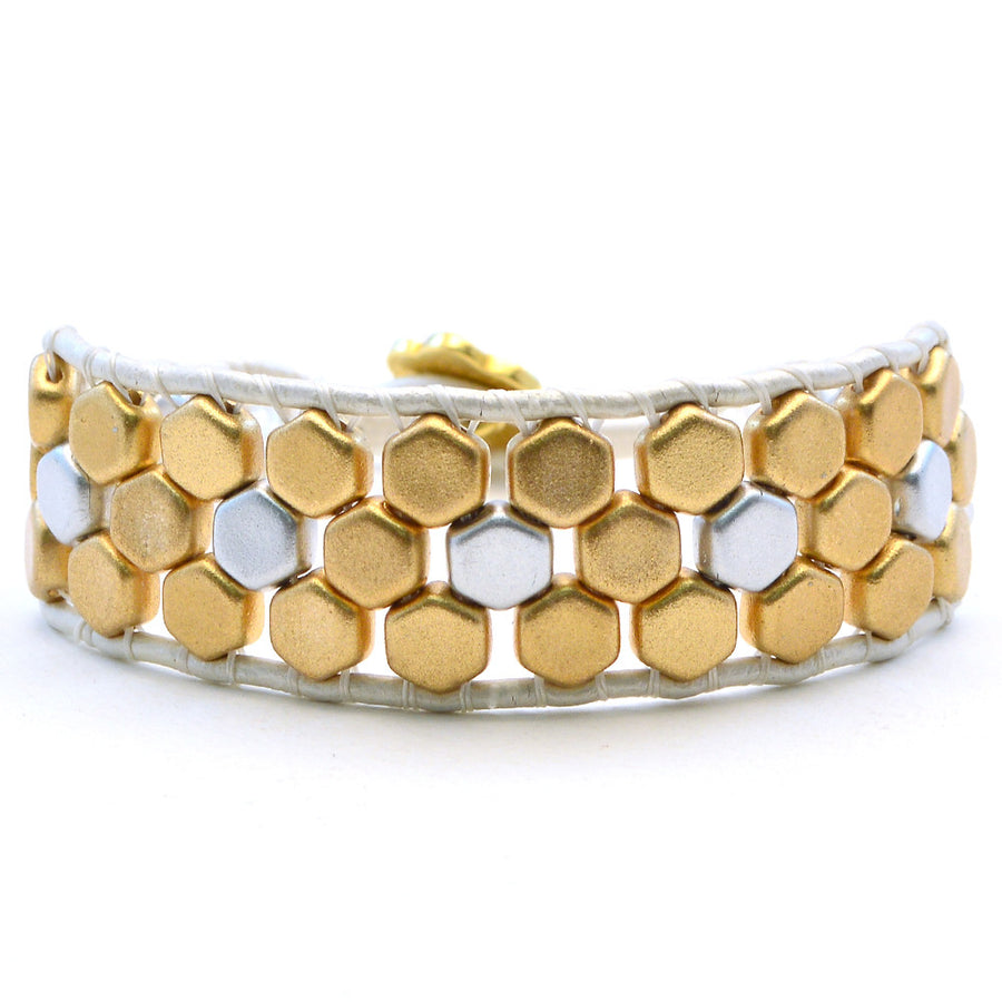 Honeycomb Weave- Metallic Blooms