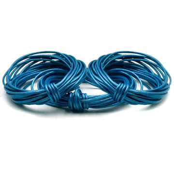 Metallic Azure Blue- 1.0mm Indian Leather  by the Yard