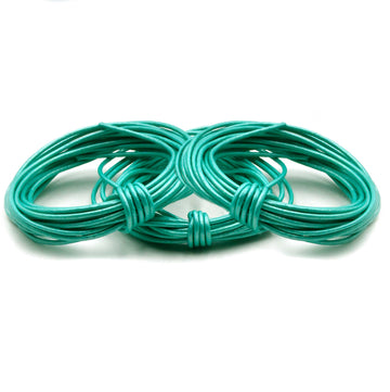 Metallic Aqua- 1.5mm Indian Leather by the Yard