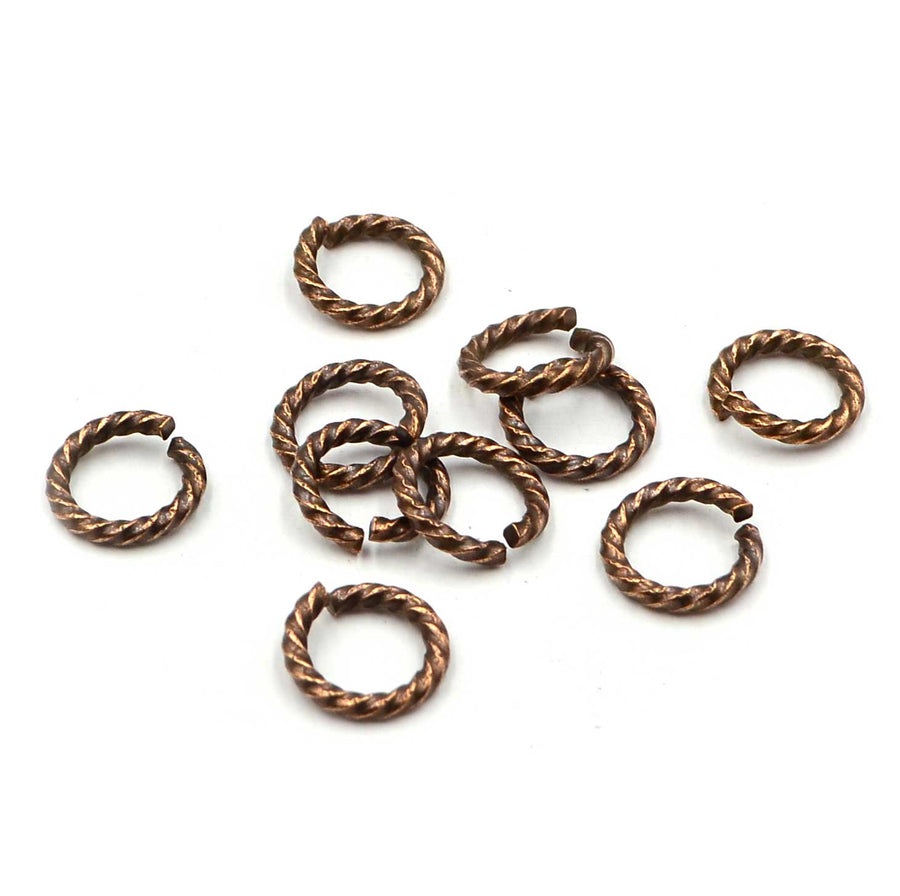 11mm/14g Rope Jump Rings- Antique Copper