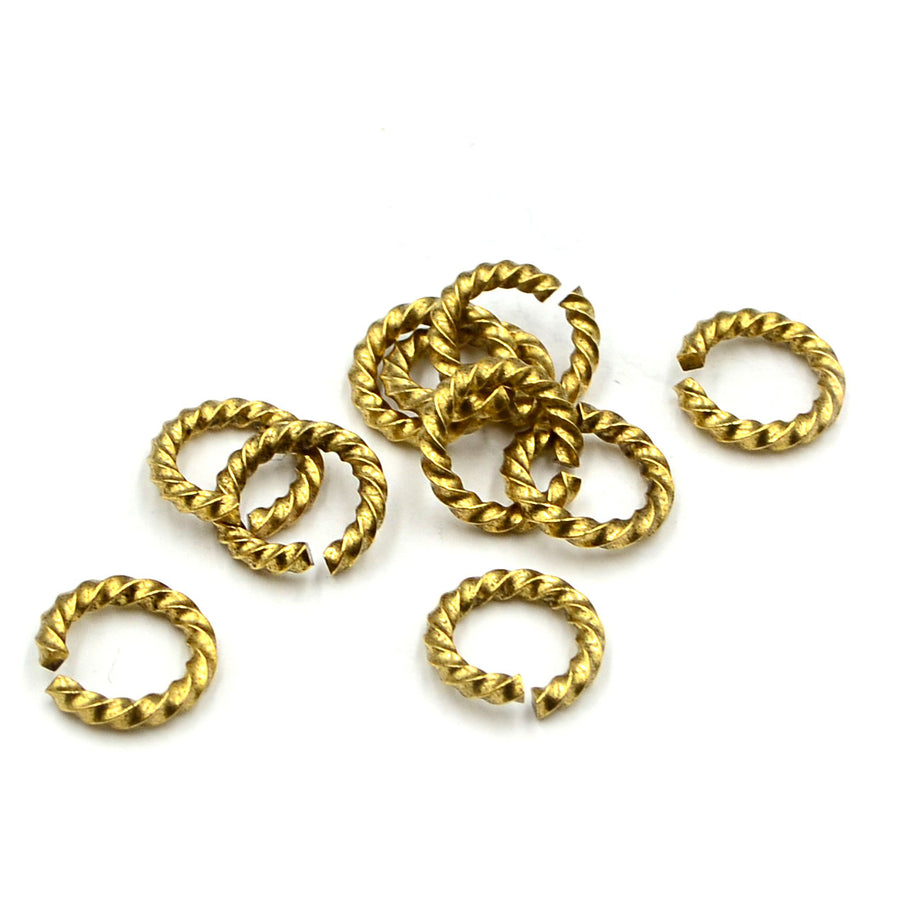 11mm/14g Rope Jump Rings- Antique Gold