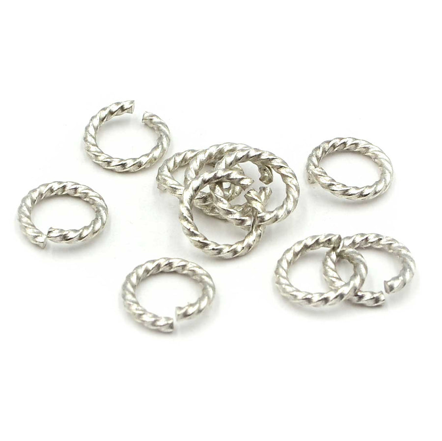 11mm/14g Rope Jump Rings- Antique Silver