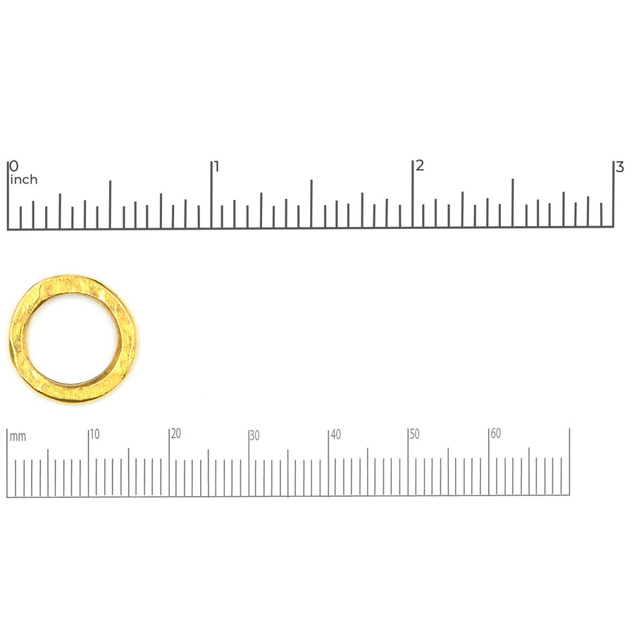 16mm Hammered Small Circle Hoop- Antique Gold