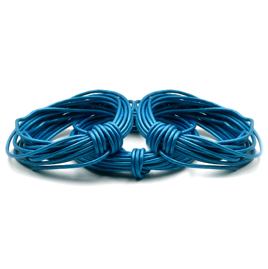 Metallic Azure Blue- 2.0mm Indian Leather By The Yard