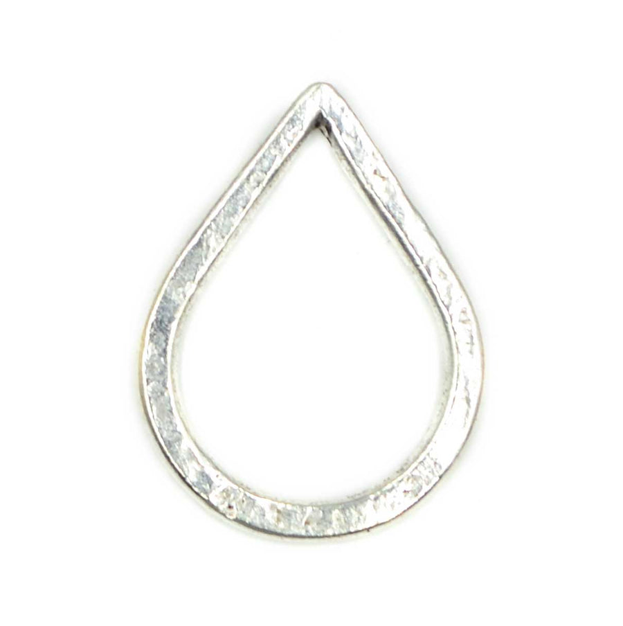 27mm Hammered Small Drop Hoop- Antique Silver