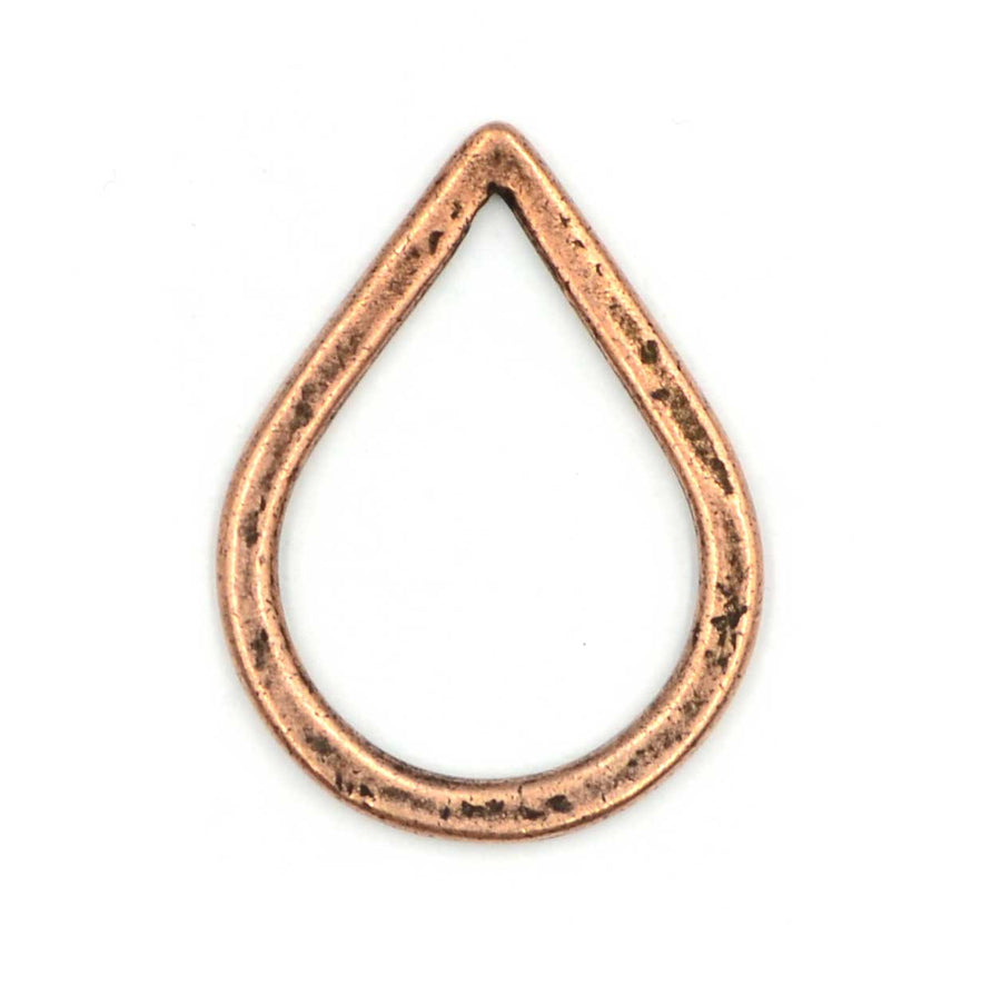 27mm Hammered Small Drop Hoop- Antique Copper