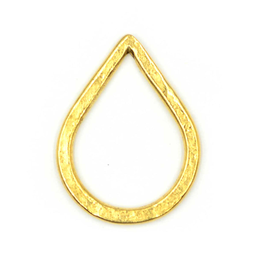 27mm Hammered Small Drop Hoop- Antique Gold