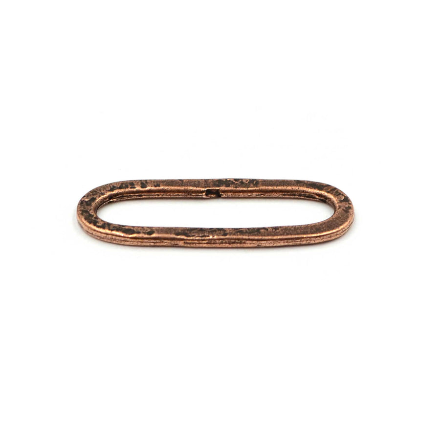 30mm Hammered Small Elongated Oval Hoop- Antique Copper