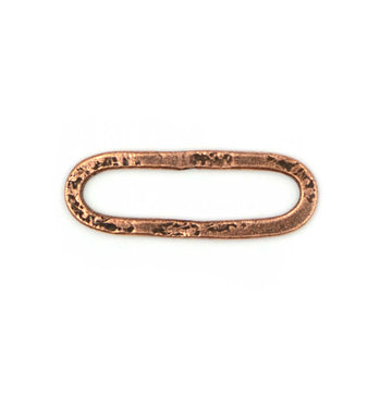30mm Hammered Small Elongated Oval Hoop- Antique Copper