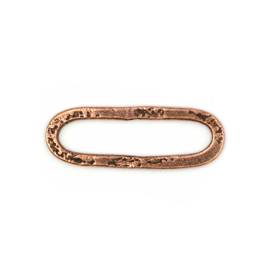 30mm Hammered Small Elongated Oval Hoop- Antique Copper