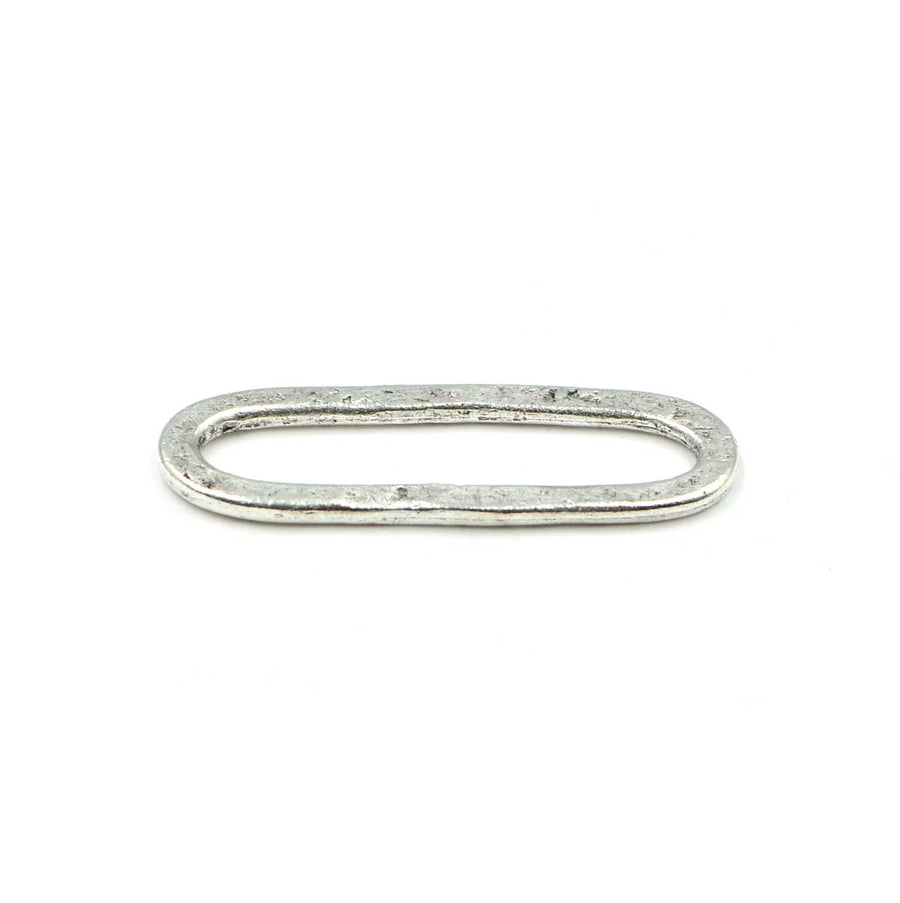 30mm Hammered Small Elongated Oval Hoop- Antique Silver