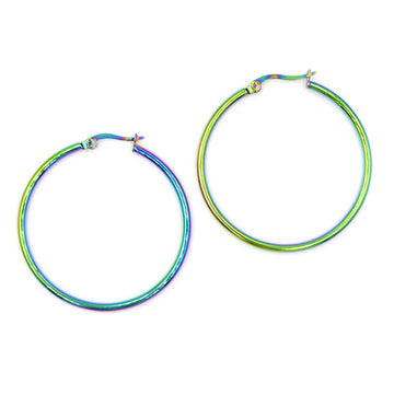 40mm Hoop Earrings- Rainbow (1 Pair)