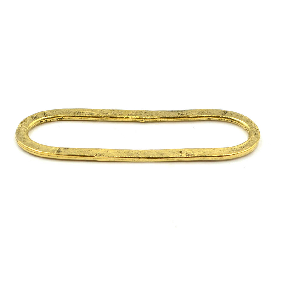 42mm Hammered Large Elongated Oval Hoop- Antique Gold