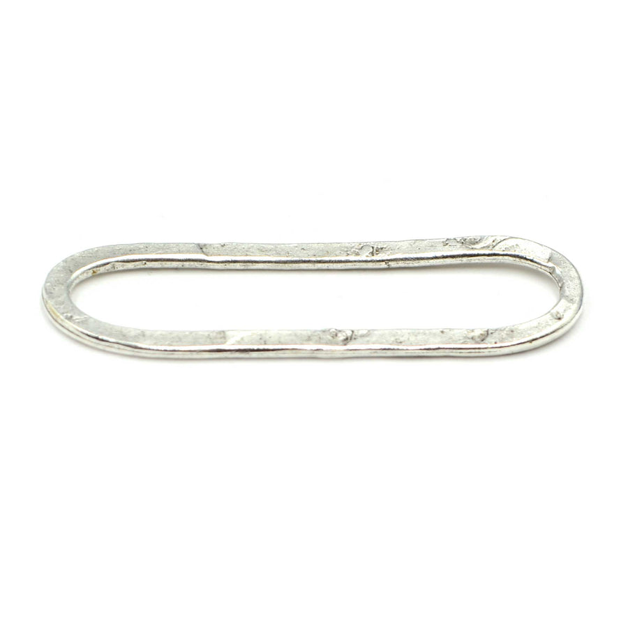 42mm Hammered Large Elongated Oval Hoop- Antique Silver