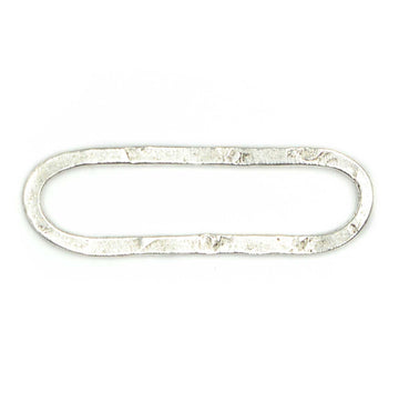 42mm Hammered Large Elongated Oval Hoop- Antique Silver