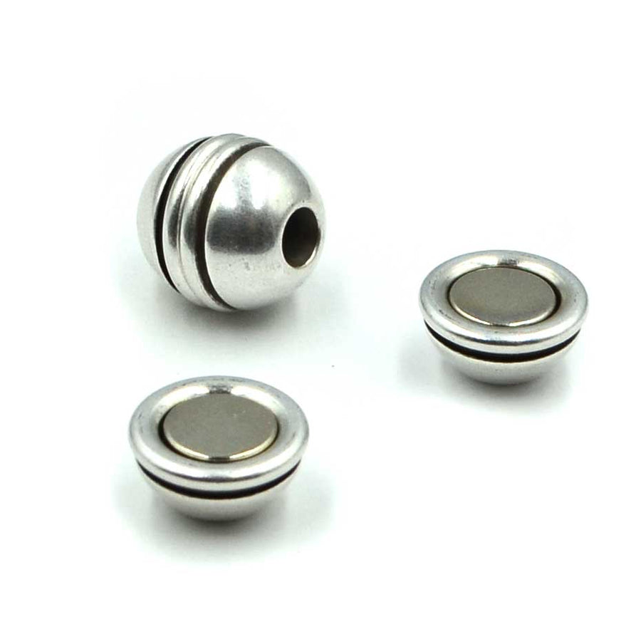 4mm Round Lined Clasp- Antique Silver
