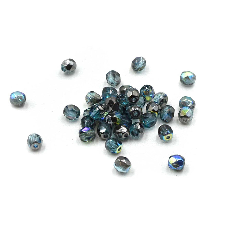 4mm- Aqua Graphite Rainbow