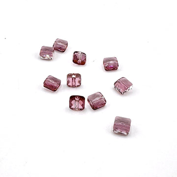 Swarovski 5053 Mini Square Bead- Crystal Antique Pink 6mm Pk of 10