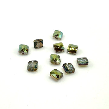 Swarovski 5053 Mini Square Bead- Crystal Iridescent Green 6mm Pk of 10