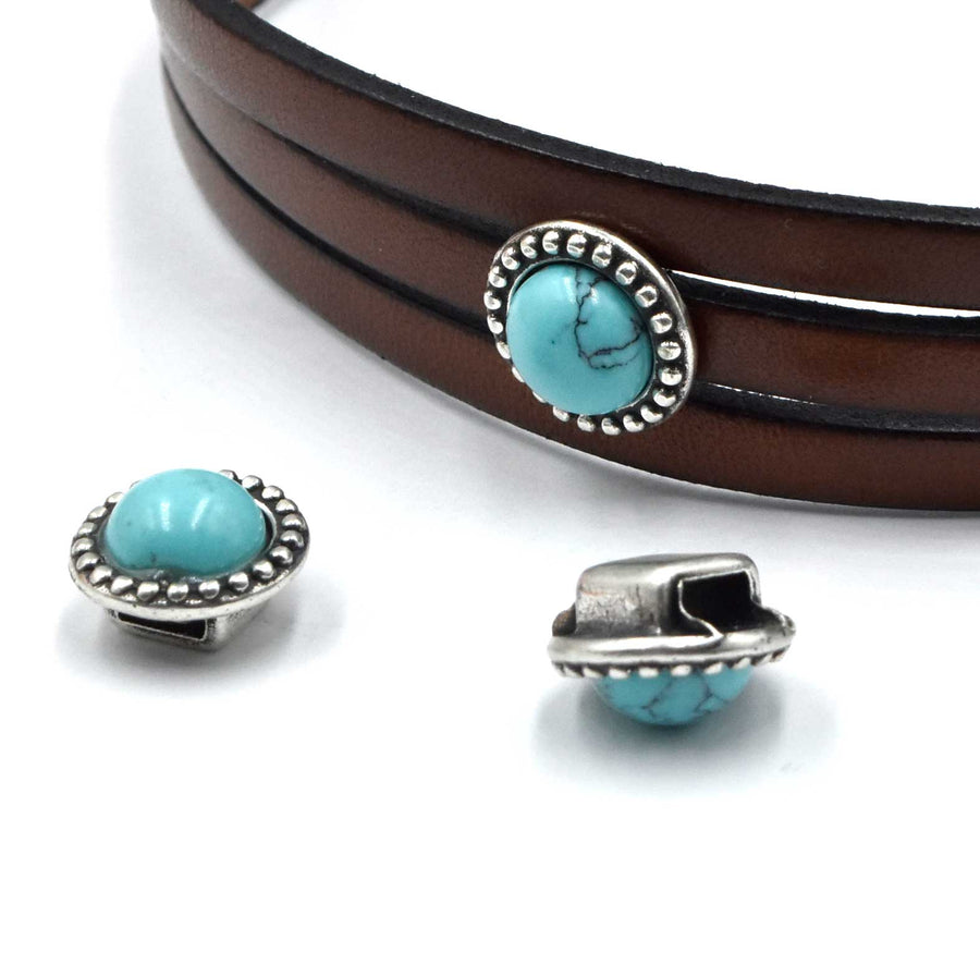 5mm Slider- Round Dots Faux Turquoise