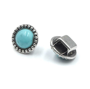 5mm Slider- Round Dots Faux Turquoise