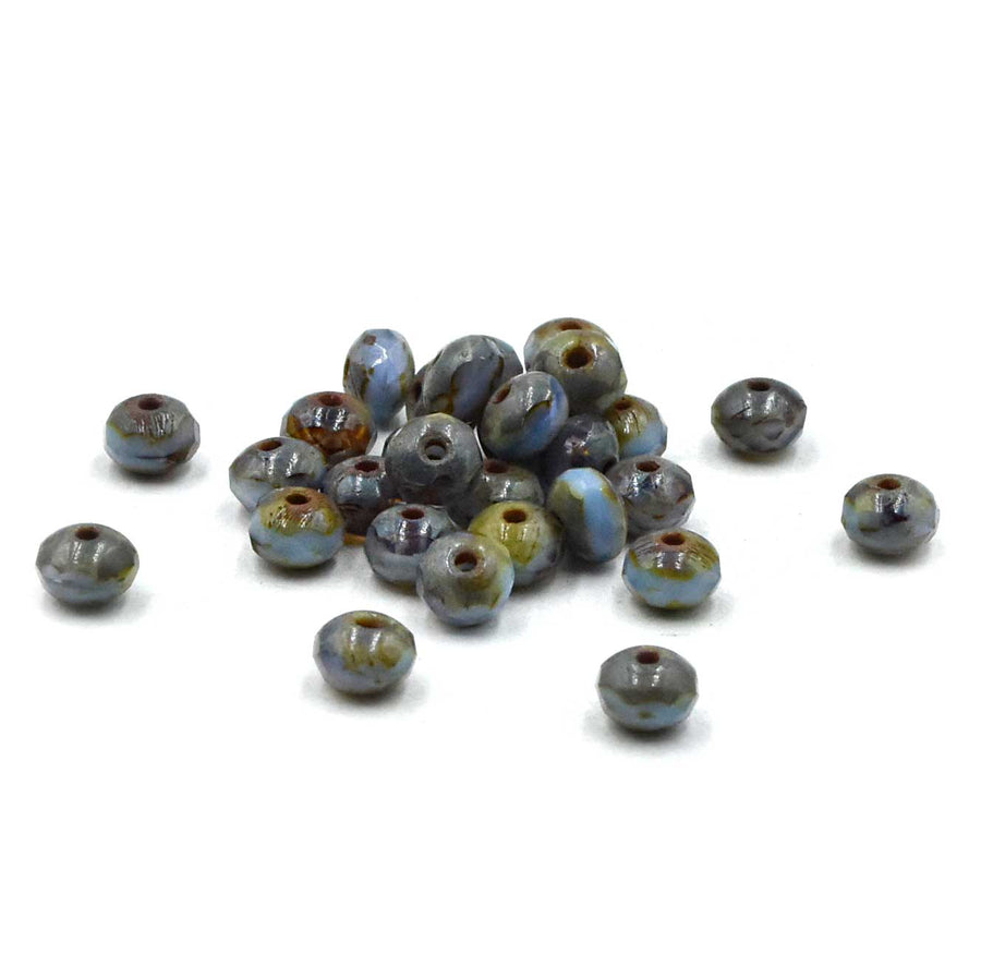 5mm Rondelles- Periwinkle Grape Picasso
