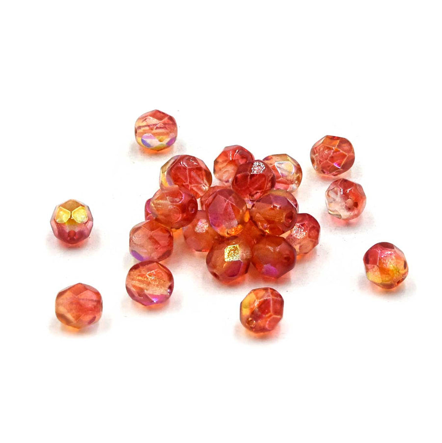 6mm- Crimson & Pale Yellow AB
