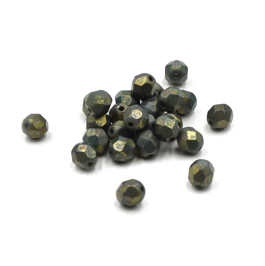 6mm- Matte Deep Turquoise Copper Picasso