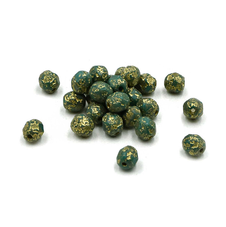 6mm- Sea Green Gold Etched