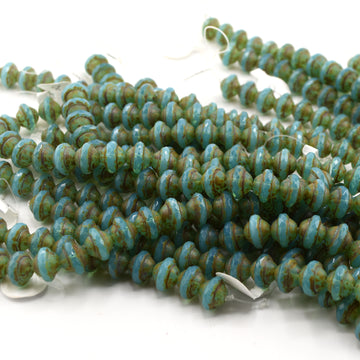 beadshopSTUDIO Vintage Glass Aqua Travertine Faceted Saucer