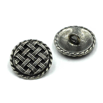 Basketweave Button- Antique Pewter