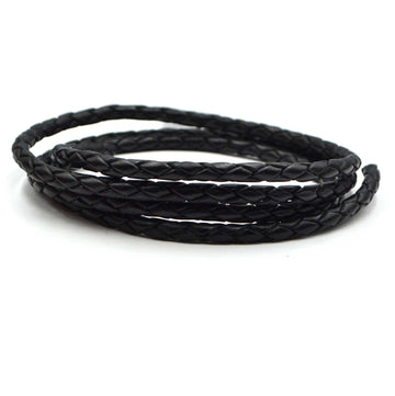 Natural Black- 5mm Round Braided Indian Leather By The Yard