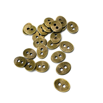 Curved Oval Button- Antique Brass