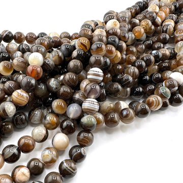 Brown Striped Agate- 10mm Rounds