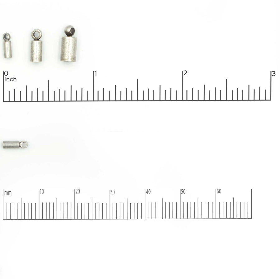 Elementary End Caps, 1mm- Antique Silver (6 pieces)