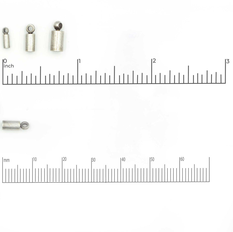 Elementary End Caps, 2mm- Antique Silver (6 pieces)